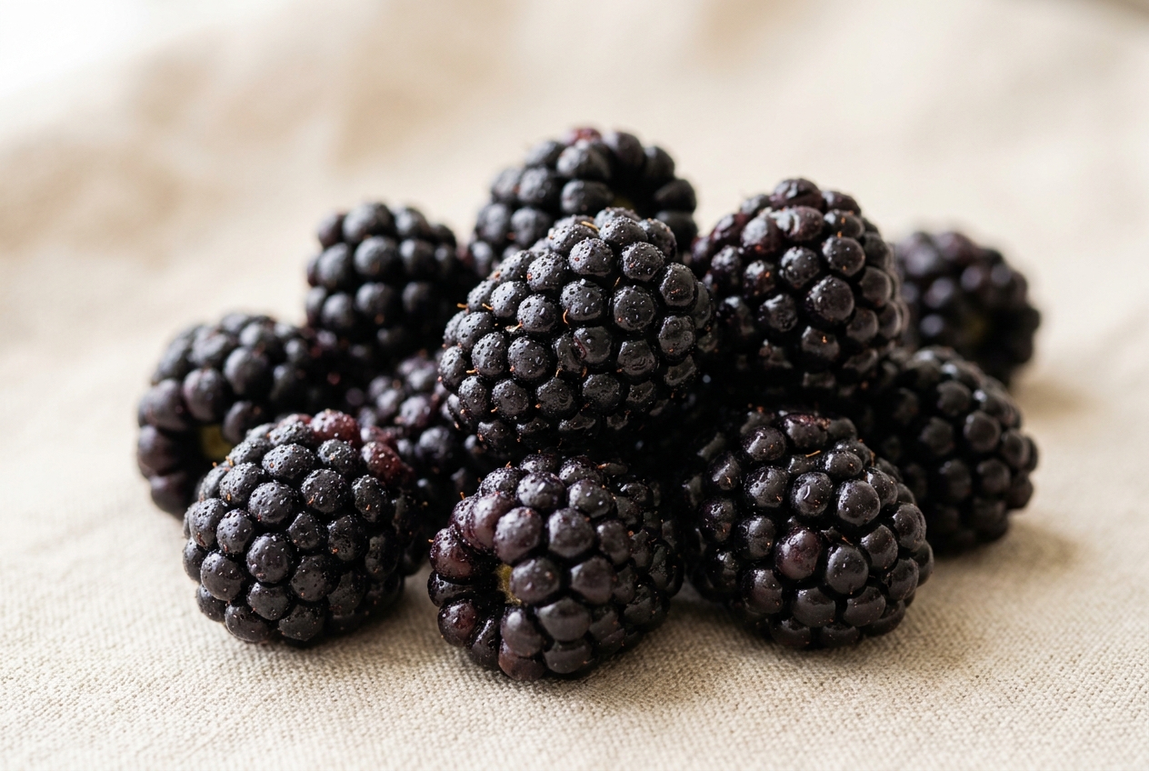 Macro photograph of ripe blackberries